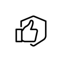 thumbs up inside shield. Represents concepts like approval, security, safety, protection, positive feedback, agreement, and quality assurance. Useful for website design, app icons vector