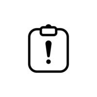 Clipboard with exclamation mark icon. Represents urgent tasks, important notices, warning, or alert vector