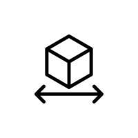 Dimension icon. Cube with Arrows, representing dimension, size, measurement. Ideal for product specifications, packaging, or technical documentation vector