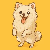 Happy Cartoon Dog Standing and Smiling on a Yellow Background vector