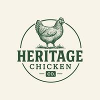 Chicken Illustration Graphic with Green Circle and Grass Design Element vector