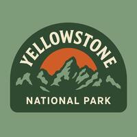 Mountain Range Patch with Sun in Green National Park Design vector