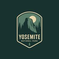 Mountain Peak Graphic with Forest and Moon Badge Icon Design vector