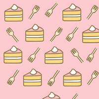 Seamless pattern of delicious cake slices and forks whimsical design food fun environment playful viewpoint vector