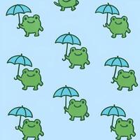 Tiny frogs with umbrellas in a seamless pattern fun nature design playful environment whimsical concept vector