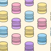 Delightful seamless pattern of colorful macarons stacked culinary art digital illustration whimsical playful concept vector