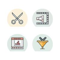 Four icons that include scissors, , icon vector