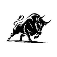 Charging Bull Silhouette Logo vector