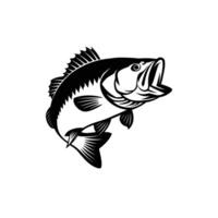 A black and white fish logo on a white background vector