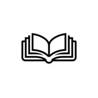 Open Book Icon Illustration - Black and White Simple Design vector