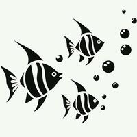 Black and white angelfish with minimalist style. vector