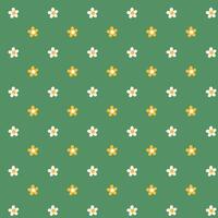Seamless floral pattern with white and yellow daisies. White and yellow daisies pattern on green background, perfect for textiles, wallpapers, and design projects. vector