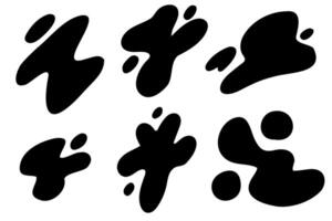 Abstract black ink splatter shapes collection. Abstract paint splash. Black paint splatter. Abstract black ink splatter shapes on white background, ideal for creative design, decoration, texture. vector
