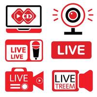 Live Streaming Icons Set Multimedia Broadcast Production Webcast vector