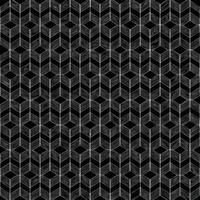 Abstract Geometric Pattern White Lines on Black Background Intricate Design Repeating Texture Modern Minimalist Style Seamless Wallpaper Hexagon Cubes vector