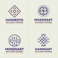 Collection of Four Modern Abstract Geometric Logos with Names and Taglines vector