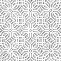 Elegant White and Gray Geometric Seamless Pattern Design with Intricate Interlocking Shapes and Lines vector