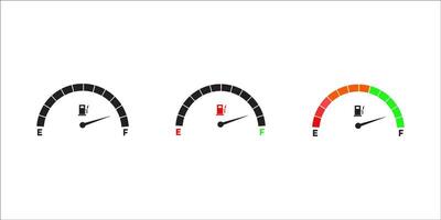 Gas meter fuel indicator. Full set of gauge tank icons. Car petrol dashboard. For your website, logo, app, UI design. illustration, isolated on white background. vector