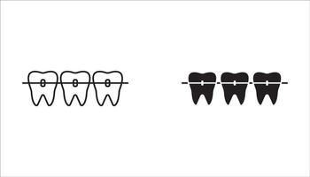 Braces icon that straightens teeth orthodontically for a beautiful smile. For your website, logo, app, UI design. illustration, isolated on white background. vector