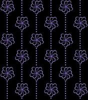 Blue Floral Line and Dots Pattern on Black Background vector