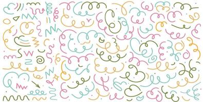 Creative abstract background. Simple colorful children's doodles and squiggles on a white background. illustration vector