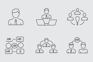 Hr Management Line Icons Set Human Resources And Teamwork Concepts vector
