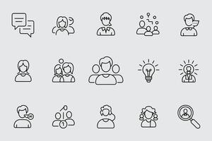 Thin Line Icon Set Featuring Business Teamwork And Communication Skills vector