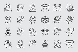 Mental Health And Psychological Therapy Icons Set Showing Brain Function And Human Behavior vector