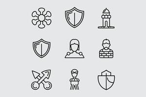 Set Of Abstract Minimalist Icons Representing Security People And Places vector
