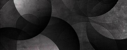 Black silver rough grunge abstract background overlap layer on dark space with circles lines decoration. Modern graphic design element vintage style concept for web, flyer, card, or brochure cover vector