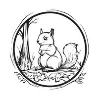 Autumn Squirrel Image. Squirrel Autumn Forest Illustrations on white background vector