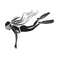 Woman Snorkeling Design Logo Stock Illustrations isolated on white background vector