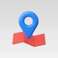 A 3D blue location pin on a red map marker, representing navigation. vector