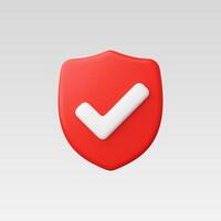 A red shield icon featuring a white check mark, symbolizing safety. vector