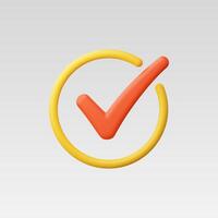 A vibrant check mark icon in orange and yellow with a minimalist style. vector