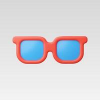 Stylish red sunglasses with blue lenses on a soft gradient background. vector