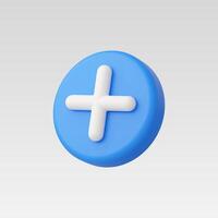 A vibrant blue round button with a white plus symbol design. vector