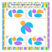 Logic puzzle for children. Find the correct set of cartoon beetle. Answer is C. vector