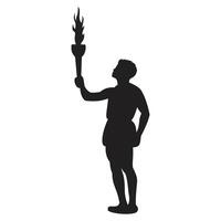 Silhouette of torchbearer athlete standing with Olympic torch illustration vector
