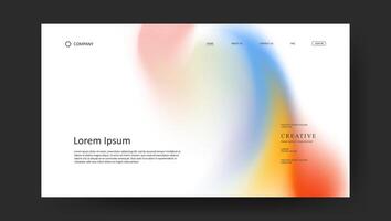 Abstract wave futuristic design of landing page. retro fluid gradient webpage vector