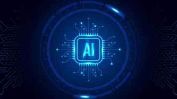 Artificial intelligence futuristic microchip CPU circuit board blue light background. Micro chip line . Digital Technology. Motherboard, CPU, Processor and Artificial Intelligence Concept. vector
