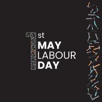 Minimalist Labour Day Poster with Tools and Black Background Design vector