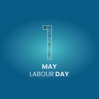 Simple Labour Day Poster with Tools Inside Number One on Blue Background vector