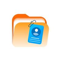 illustration of folder with a user account icon, representing login or sign in action to save data and achievements. for UI related to personal storage, user access, cloud, or progress tracking vector