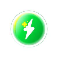 Modern green energy efficiency icon. vibrant green ball with smooth gradient and lightning bolt, representing eco friendly electricity use, power saving, and efficient technology vector