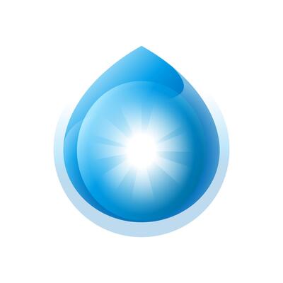 Modern glowing water droplet illustration, hydration molecule. smooth gradient colors and shiny effect, perfect for skincare, cosmetic product labels or moisturizing concepts