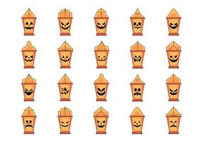 Scary Lantern Face Icon Element vector
