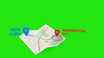 New York to Washington DC Travel Animation with Airplane and Map video