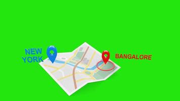 New York to Bangalore Travel Animation with Airplane and Map video