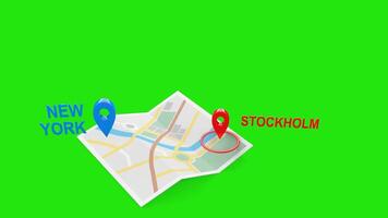 New York to Stockholm Travel Animation with Airplane and Map video
